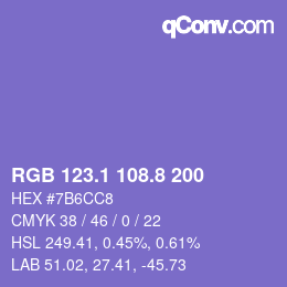 カラーコード: RGB 123.1 108.8 200 | qconv.com