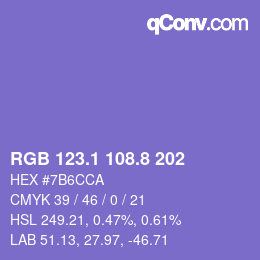 カラーコード: RGB 123.1 108.8 202 | qconv.com