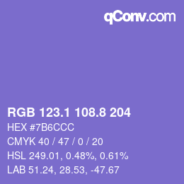カラーコード: RGB 123.1 108.8 204 | qconv.com