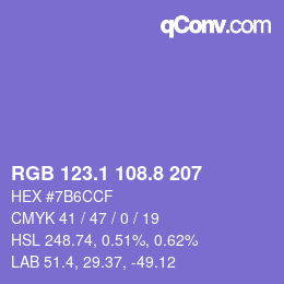 カラーコード: RGB 123.1 108.8 207 | qconv.com