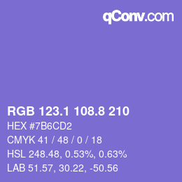 カラーコード: RGB 123.1 108.8 210 | qconv.com
