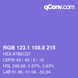 カラーコード: RGB 123.1 108.8 215 | qconv.com