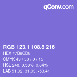 カラーコード: RGB 123.1 108.8 216 | qconv.com