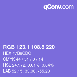 カラーコード: RGB 123.1 108.8 220 | qconv.com