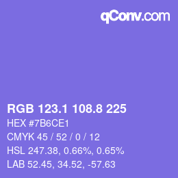 カラーコード: RGB 123.1 108.8 225 | qconv.com