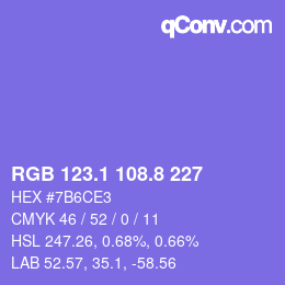 カラーコード: RGB 123.1 108.8 227 | qconv.com