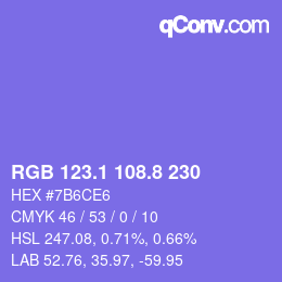 カラーコード: RGB 123.1 108.8 230 | qconv.com