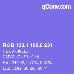 カラーコード: RGB 123.1 108.8 231 | qconv.com