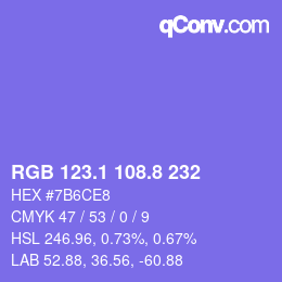 カラーコード: RGB 123.1 108.8 232 | qconv.com