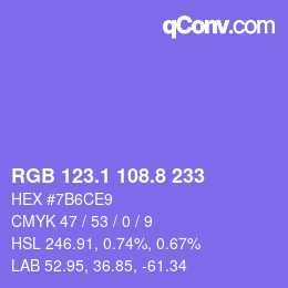 カラーコード: RGB 123.1 108.8 233 | qconv.com