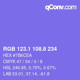 カラーコード: RGB 123.1 108.8 234 | qconv.com