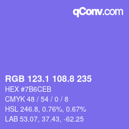 カラーコード: RGB 123.1 108.8 235 | qconv.com