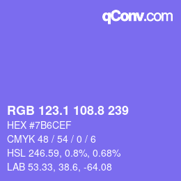 カラーコード: RGB 123.1 108.8 239 | qconv.com