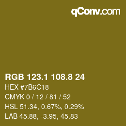 カラーコード: RGB 123.1 108.8 24 | qconv.com