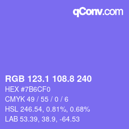カラーコード: RGB 123.1 108.8 240 | qconv.com