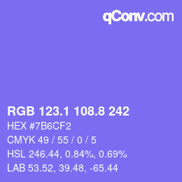 カラーコード: RGB 123.1 108.8 242 | qconv.com