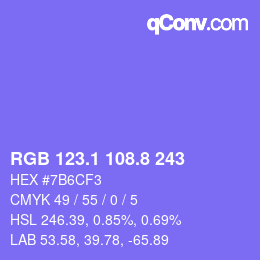 カラーコード: RGB 123.1 108.8 243 | qconv.com