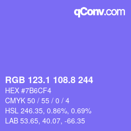 カラーコード: RGB 123.1 108.8 244 | qconv.com