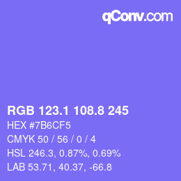 カラーコード: RGB 123.1 108.8 245 | qconv.com