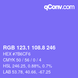 カラーコード: RGB 123.1 108.8 246 | qconv.com