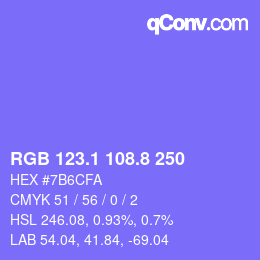 カラーコード: RGB 123.1 108.8 250 | qconv.com