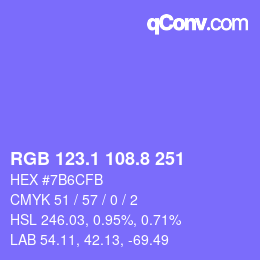 カラーコード: RGB 123.1 108.8 251 | qconv.com