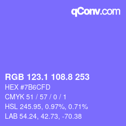 カラーコード: RGB 123.1 108.8 253 | qconv.com