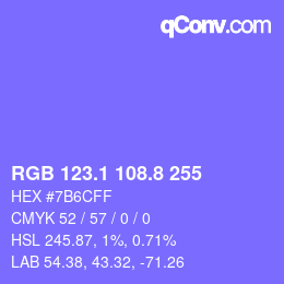 カラーコード: RGB 123.1 108.8 255 | qconv.com