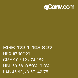 Color code: RGB 123.1 108.8 32 | qconv.com