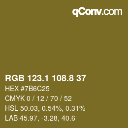 Color code: RGB 123.1 108.8 37 | qconv.com