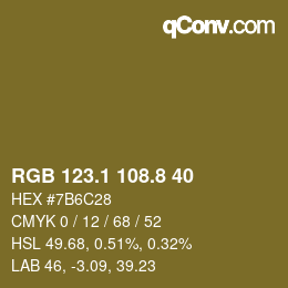 カラーコード: RGB 123.1 108.8 40 | qconv.com