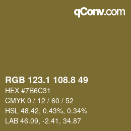 Color code: RGB 123.1 108.8 49 | qconv.com