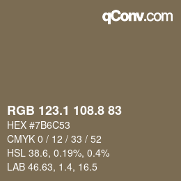 Color code: RGB 123.1 108.8 83 | qconv.com