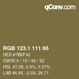 カラーコード: RGB 123.1 111 66 | qconv.com