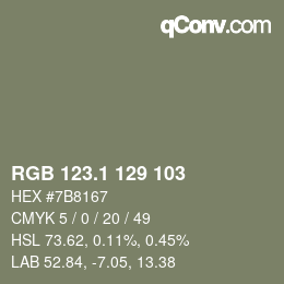 カラーコード: RGB 123.1 129 103 | qconv.com