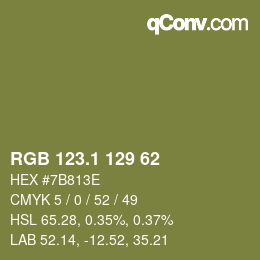 カラーコード: RGB 123.1 129 62 | qconv.com