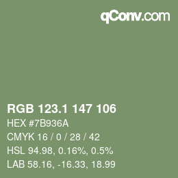 Color code: RGB 123.1 147 106 | qconv.com