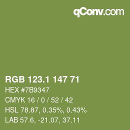 カラーコード: RGB 123.1 147 71 | qconv.com