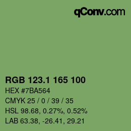 カラーコード: RGB 123.1 165 100 | qconv.com