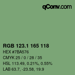 カラーコード: RGB 123.1 165 118 | qconv.com