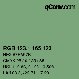 カラーコード: RGB 123.1 165 123 | qconv.com