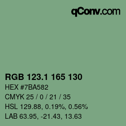 カラーコード: RGB 123.1 165 130 | qconv.com