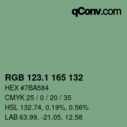 カラーコード: RGB 123.1 165 132 | qconv.com