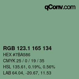 カラーコード: RGB 123.1 165 134 | qconv.com