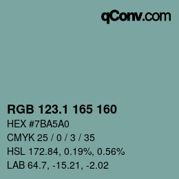 カラーコード: RGB 123.1 165 160 | qconv.com