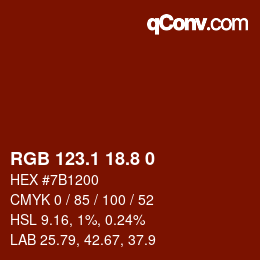 Farbcode: RGB 123.1 18.8 0 | qconv.com