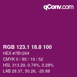 カラーコード: RGB 123.1 18.8 100 | qconv.com