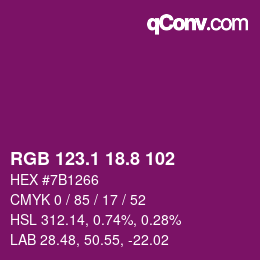 カラーコード: RGB 123.1 18.8 102 | qconv.com