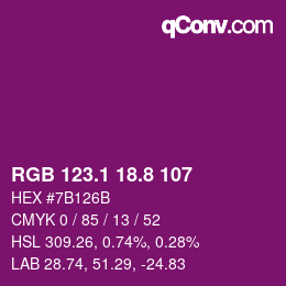 カラーコード: RGB 123.1 18.8 107 | qconv.com