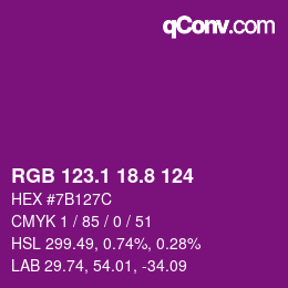 カラーコード: RGB 123.1 18.8 124 | qconv.com
